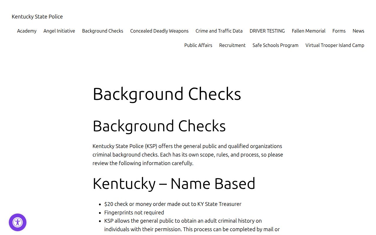 Wolfe County criminal records KSP Records Branch page