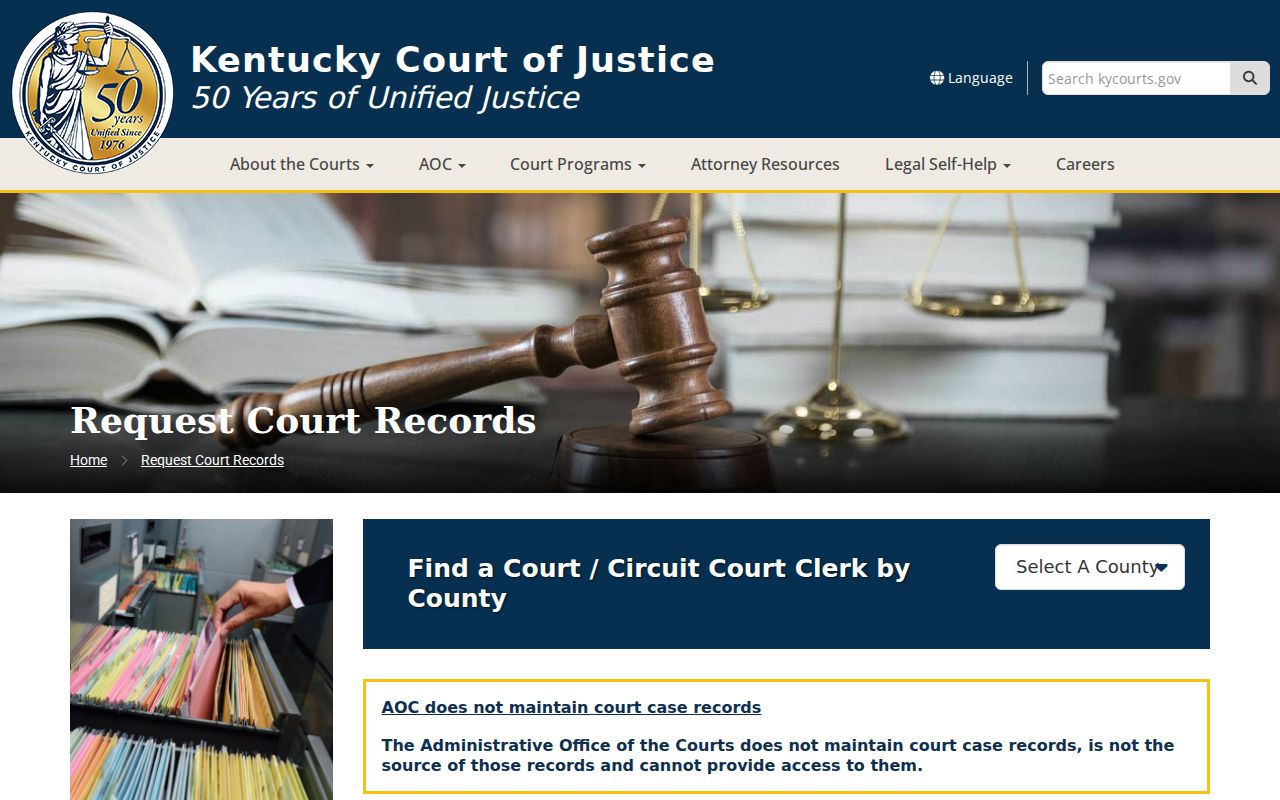 Official request instructions for Wolfe County criminal case records