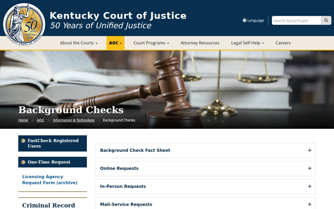 AOC report information for Wolfe County court case lookup